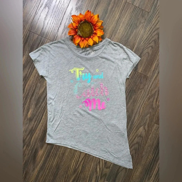 🌻5/$25🌻ATHLETIC WORKS Girls Try And Catch Me Shirt | LARGE | - Picture 1 of 6